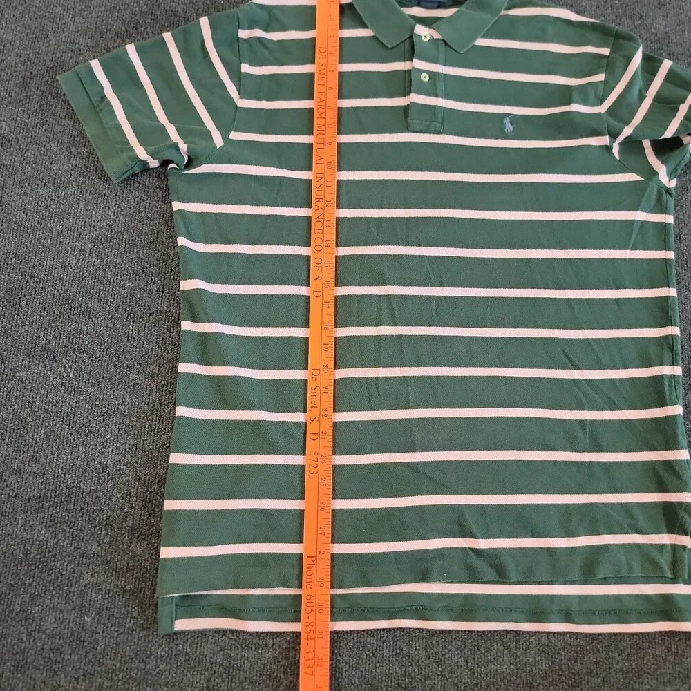 Men’s Polo Ralph Lauren Striped Classic Fit Polo Shirt XL Green Pink
